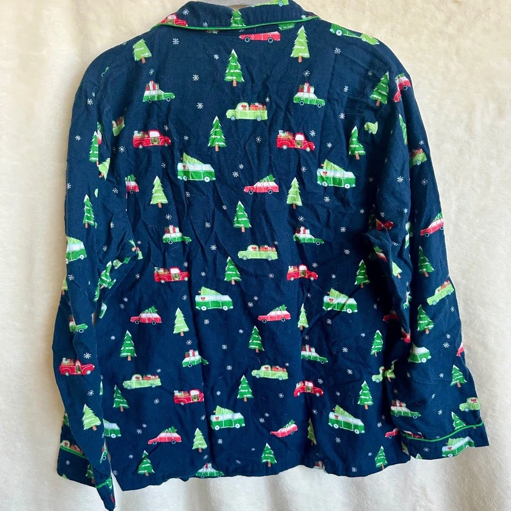Wondershop Christmas Pajama Set Women L Navy Blue Holiday Truck Camper Sleepwear